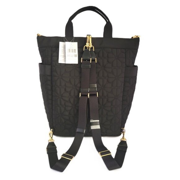 Kate Spade KK161 Spade Flower Quilted Fabric Convertible Backpack Laptop Black - Picture 4 of 7